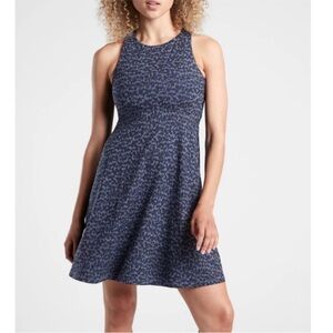 Athleta Santorini Blue Thera Printed Dress Allure Navy Size Medium Pullover